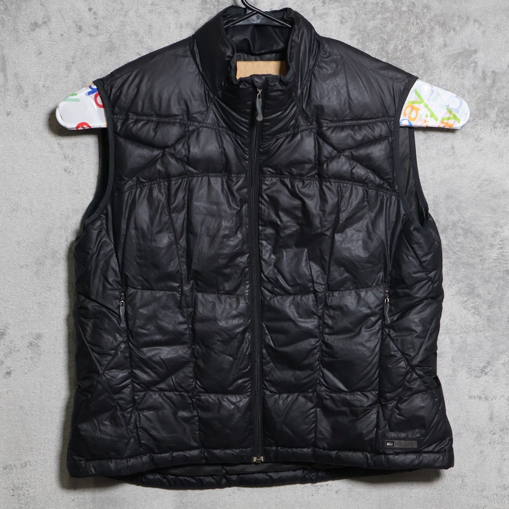 REI Puffer Vest Mens XL Black Quilted Goose Down Full Zip Outdoor Gorpcore Hike